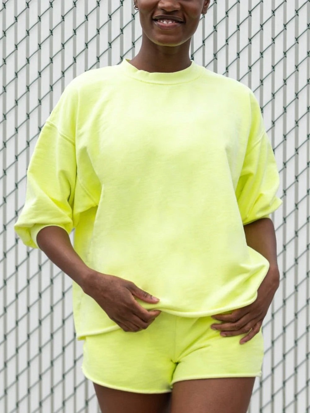 LEFT ON FRIDAY Parks and Rec Sweatshirt in Neon Green Yellow OS